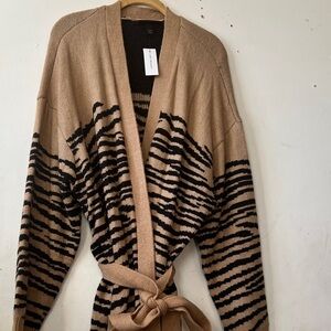 Lane Bryant Tan and Black Knit Cardigan with belt (NEW) size 26/28